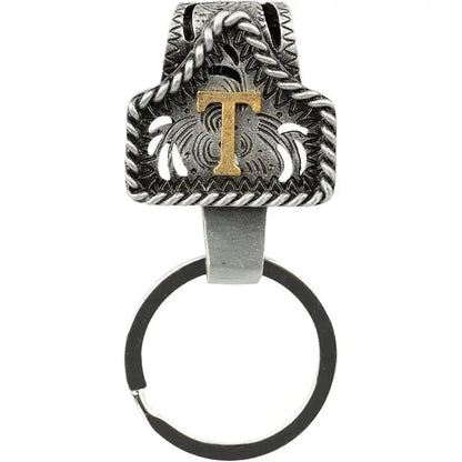 Personalized Cow Tag Keychain – Western Belt & Key Holder with Initial
