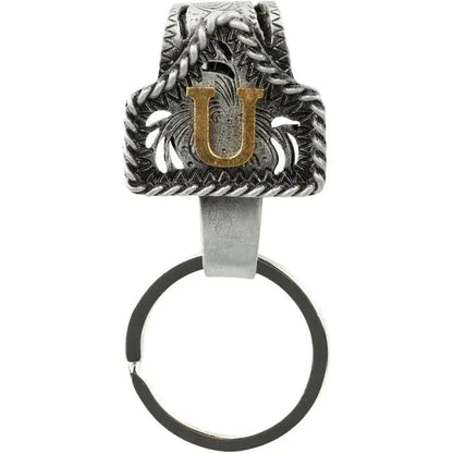 Personalized Cow Tag Keychain – Western Belt & Key Holder with Initial