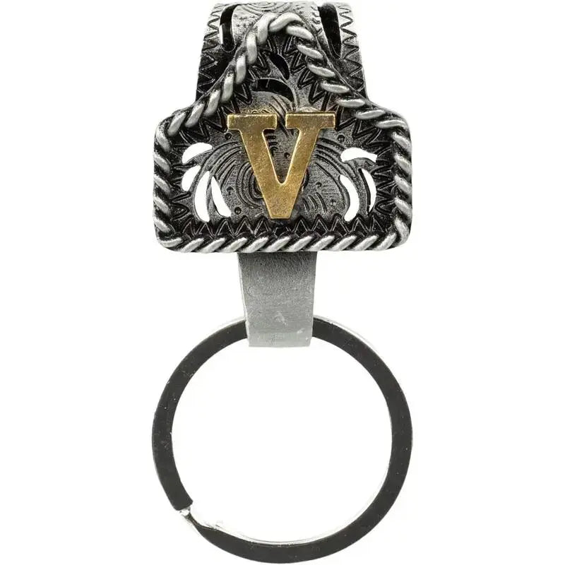 Personalized Cow Tag Keychain – Western Belt & Key Holder with Initial