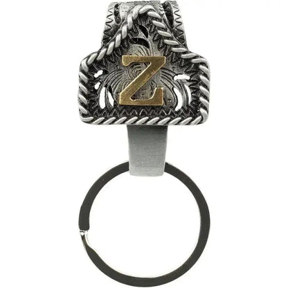 Personalized Cow Tag Keychain – Western Belt & Key Holder with Initial